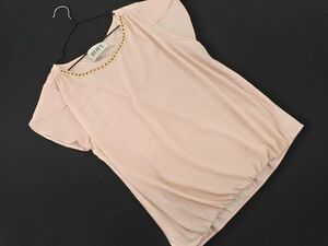  cat pohs OK ROPE Rope switch beads blouse shirt sizeM/ pink #* * deb0 lady's 