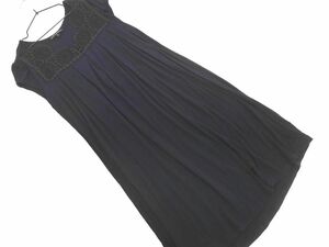 BANANA REPUBLIC バナナリパブリック レース 切替 カット Aライン ワンピース sizeS/濃紺 ■◆ ☆ deb2 レディース