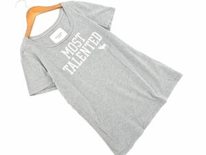 ネコポスOK Abercrombie & Fitch アバクロンビー＆フィッチ ラメ プリント Tシャツ sizeL/グレー ■◆ ☆ deb1 レディース