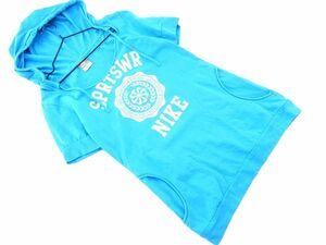 ネコポスOK NIKE ナイキ フーディ プリント Tシャツ sizeS/シアン ■◆ ☆ deb6 レディース