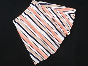 ネコポスOK CECIL McBEE セシルマクビー ストライプ フレア ミニ スカート sizeM/白ｘ紺ｘベージュｘピンク ■◆ ☆ deb6 レディース