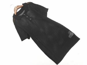 holiday Hori tei mesh knitted polo-shirt sizeF/ black #* * deb9 lady's 