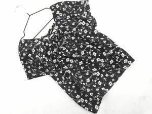 ネコポスOK EMODA エモダ 花柄 バックレースアップ ブラウス シャツ sizeM/黒 ■◆ ☆ deb9 レディース