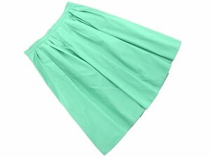 ネコポスOK iCB アイシービー タック フレア Aライン 台形 スカート size9/緑 ■■ ☆ deb9 レディース