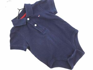 ネコポスOK TOMMY HILFIGER トミーヒルフィガー 半袖 ポロ ロンパース size12M（68-77cm）/紺 ■◆ ☆ dec4 子供服