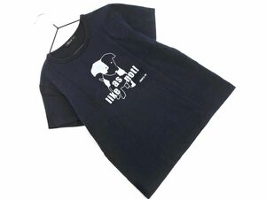 ネコポスOK COMME CA ISM コムサイズム プリント Tシャツ sizeM/紺 ■◆ ☆ dec4 レディース