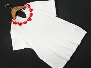 ネコポスOK tricot COMME des GARCONS トリコ コムデギャルソン モチーフ編みカラー カットソー sizeS/白 ■◆ ☆ dec6 レディース