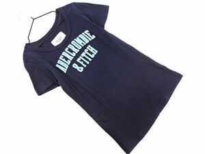 ネコポスOK Abercrombie & Fitch アバクロンビー＆フィッチ ロゴワッペン 半袖 Tシャツ sizeS/紺 ■◆ ☆ dec9 レディース