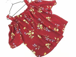  cat pohs OK INGNI wing floral print off shoulder blouse shirt sizeM/ red #* * ded0 lady's 