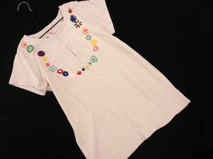 ネコポスOK デニム＆ダンガリー 刺繍 ヘンリーネック Tシャツ size16(160〜165cm)/アイボリー ■◆ ☆ dec5 子供服