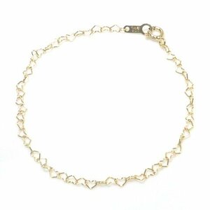 J◇SV925 ハート チェーン ブレスレット シルバー SILVER ゴールドカラー 全長17cm 幅2.5mm chain bracelet【ネコポスOK】