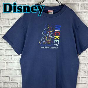 Disney ディズニー ミッキーカラフル刺繍 フロリダ Tシャツ 半袖 輸入品 春服 夏服 海外古着 キャラクター ヴィンテージ ビンテージ