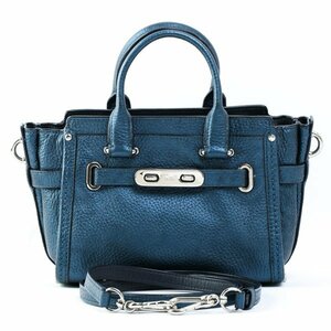 COACH コーチ 35990 スワッガー20 2WAY ショルダーバッグ ハンドバッグ メタリック ブルー レディース #32520YR