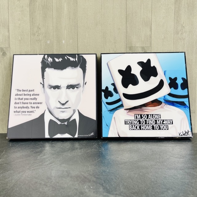 لوحة فن البوب [مستعملة] مجموعة Marshmello DJ Justin Timberlake مكونة من قطعتين معلقة على الحائط سلع متنوعة Mashmello JustinTimberlake /53345, عمل فني, تلوين, لَوحَة