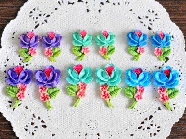 ☆Envío gratis☆ Rosas de tallo colorido, largo y pequeño, flores de rosa meryl, Piezas de accesorios de cabujón de reproducción vintage de Japón, 12 piezas, Trabajo de perlas, rosario, el plastico