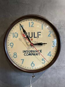 【送料無料】 1950's ゼネラルエレクトリック General Electric Gulf Insurance Wall Clock 壁掛け時計 1801A M / BR ヴィンテージ E0400