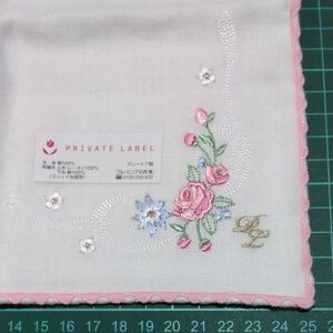 【プライベートレーベル】刺繍入りガーゼハンカチ