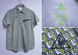 Y5/7376★ゴルフ★美品★ルコック le coq sportif GOLF COLLECTION 総柄 半袖 ゴルフシャツ QGMPJA36 日本正規品☆L