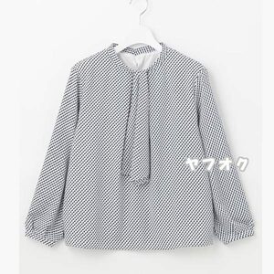 【J.PRESS LADIES】幾何プリント ボウタイ カットソー 9号（Mサイズ）ブラウス シャツ ジェイプレス レディス 新品