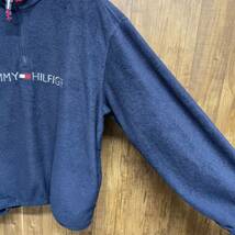 TOMMY HILFIGER トミーヒルフィガー フリースプルオーバー ハーフジップ ネイビー ロゴ メンズ XL 90s ヴィンテージ_画像6