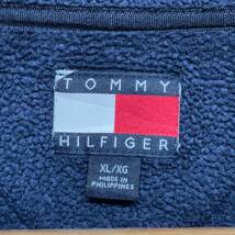 TOMMY HILFIGER トミーヒルフィガー フリースプルオーバー ハーフジップ ネイビー ロゴ メンズ XL 90s ヴィンテージ_画像3