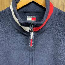 TOMMY HILFIGER トミーヒルフィガー フリースプルオーバー ハーフジップ ネイビー ロゴ メンズ XL 90s ヴィンテージ_画像5