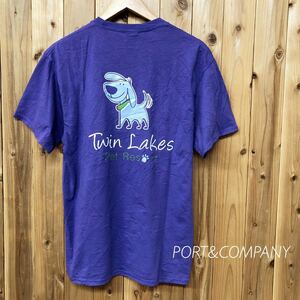 PORT&COMPANY /メンズM 半袖Tシャツ トップス バックプリント Twin Lakes /Pet Resort 犬 パープル アメカジ USA古着