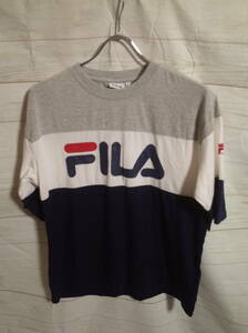 メンズ pg878 FILA フィラ ロゴプリント 半袖 Tシャツ M 紺/白/灰