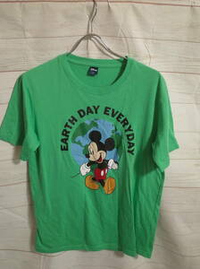 メンズ pg977 Disney ディズニー ミッキーマウス プリント 半袖 Tシャツ L 緑