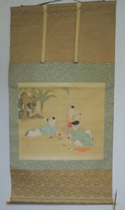 Art hand Auction 美品 可愛い 子供 遊び図 在銘 中国 肉筆, 絵画, 日本画, 人物, 菩薩
