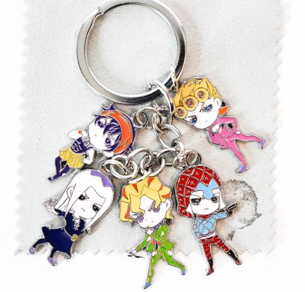 キーホルダー ジョジョの奇妙な冒険 ジョルノ 金属 グッズ 5吊【布巾付】