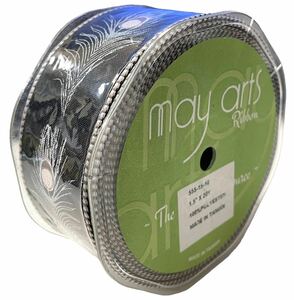 新品　未使用　ハンドメイド　リボン　羽　黒　may arts テープ　約18m 38mm