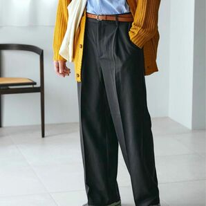 TRストレッチスーツ地 ストレート 1タック センタープレスイージーカラーワイドパンツ EMMA CLOTHES チャコール　M