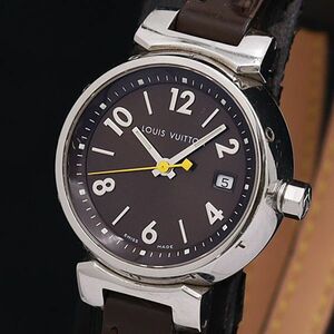 1円 稼働 良品 ルイヴィトン タンブール Q1211 QZ デイト 黒文字盤 レディース腕時計 OGH 0118300