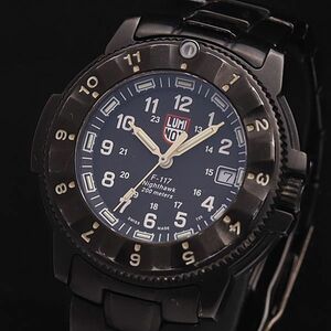 1円 稼働 良品 ルミノックス QZ F-117 ナイトホーク デイト 200M 黒文字盤 メンズ腕時計 NBY0520 4774000YSD