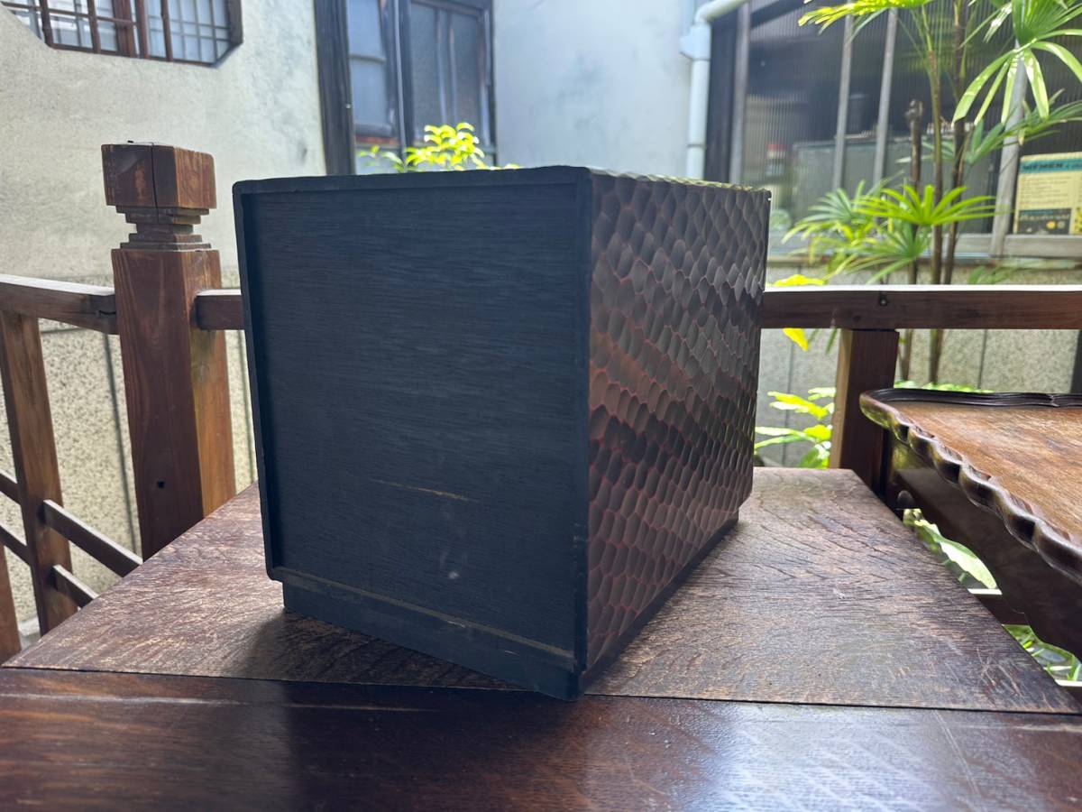 昭和レトロ鎌倉彫小引き出し小物入れ3段収納棚木製和家具箪笥伝統工芸