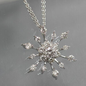 K18WG diamond pendant D0.70 5.8g snow. crystal motif 