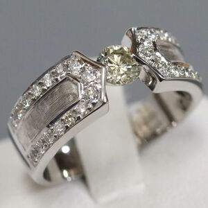 K18WG Diamond Ring D0.365 D0.35 5.1G #12