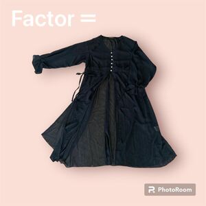 Factor＝ シアーカーディガン　ロング丈　フリーサイズ　ブラック　ファクターイコール