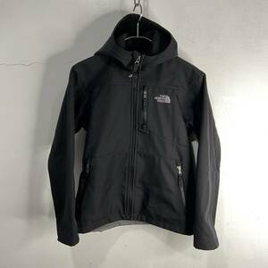 送料無料☆THE NORTH FACE☆内フリースソフトシェルマウンテンパーカー☆アウトドアジャケット☆ブラック☆キッズボーイズM☆E23