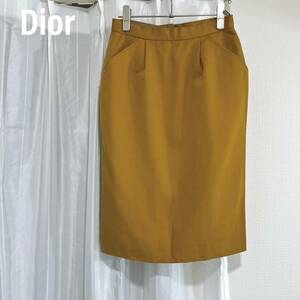 Christian Dior Christian Dior tight skirt knees height skirt Brown Vintage bottoms lining equipped both side pocket 