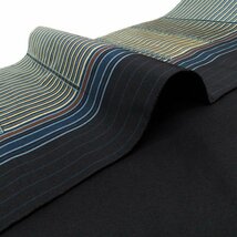 袋帯 未使用 正絹 紬地 カジュアル 仕立て上がり 全通 縞模様 青系色 多色 きもの北條 A857-12_画像5