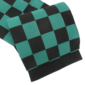 ★きもの北條★ 西陣織　市松模様 　伝統的な和の意匠美　黒　緑　袋帯 A572-7 【新品】