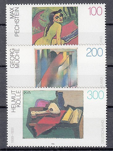 독일 1996 미사용 NH 20세기 독일 그림 #1843-1845, 고대 미술, 수집, 우표, 엽서, 유럽