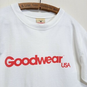 《ロゴ / 両面プリント》90s アメリカ製 Goodwear ヘビーウェイト ホワイト Tシャツ メンズ M ビンテージ ポケT USA製 グッドウェア 白T