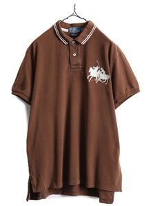 ダブルポニー 大きいサイズ XL ■ ポロ ラルフローレン ラガー シャツ タイプ 鹿の子 半袖 ポロシャツ メンズ / POLO カスタムフィット 茶