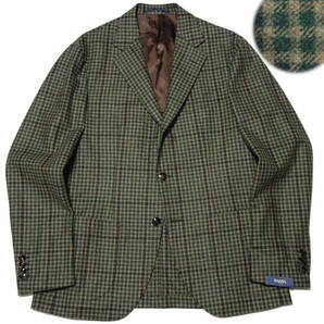 ◆BARBA/バルバ◆段返り3B シェパードチェック柄 ソフトツイード ウール ジャケット【52】(XL~)
