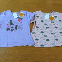 ☆新品☆COOKIE HOUSE☆半袖Ｔシャツ　２点セット☆110cm☆ピンク・紫色・ネコ柄☆女の子用☆No.1136_画像1