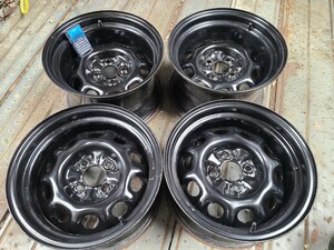 ナカテツ 14×7.5J+15&8.5J+3 4H100 ハブ径58mm 4本no.230 加工鉄チン 深リム スチール 加工てっちん