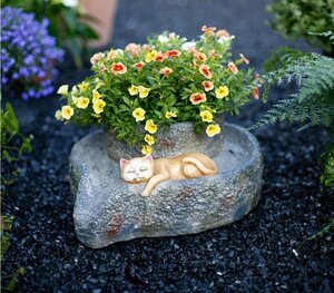 品質保証★ 猫の置物 キャット 植木鉢 ガーデンオブジェ 動物 オーナメント ネコ 雑貨 ガーデン オブジェ ガーデニング インテリア